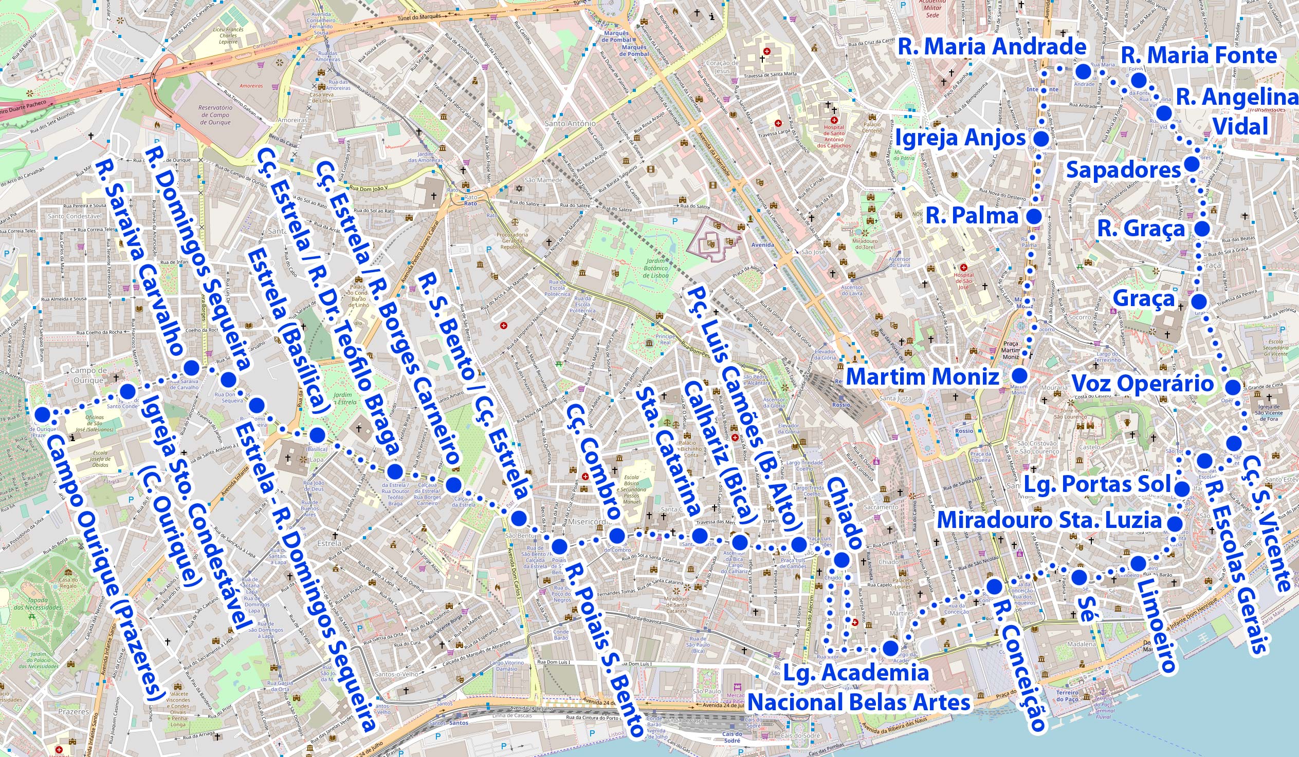 Маршрут 28 трамвая. Маршрут 28 трамвая в Лиссабоне. Карта трамвайных маршрутов Лиссабон. Трамвай 28 Лиссабон маршрут на карте. Лиссабон трамвай схема.