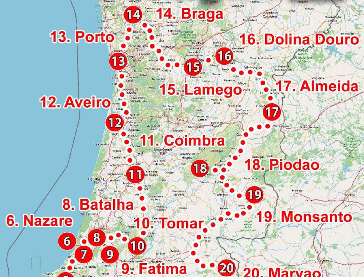 Portugal mapa, Mapa de Portugal