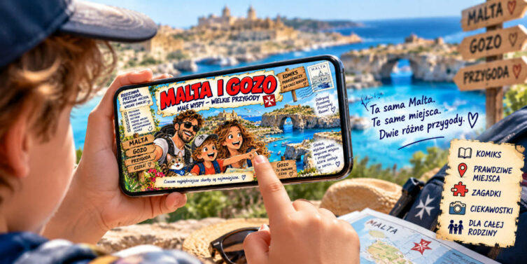 Komiks „Malta i Gozo: Małe Wyspy – Wielkie Przygody” na ekranie telefonu