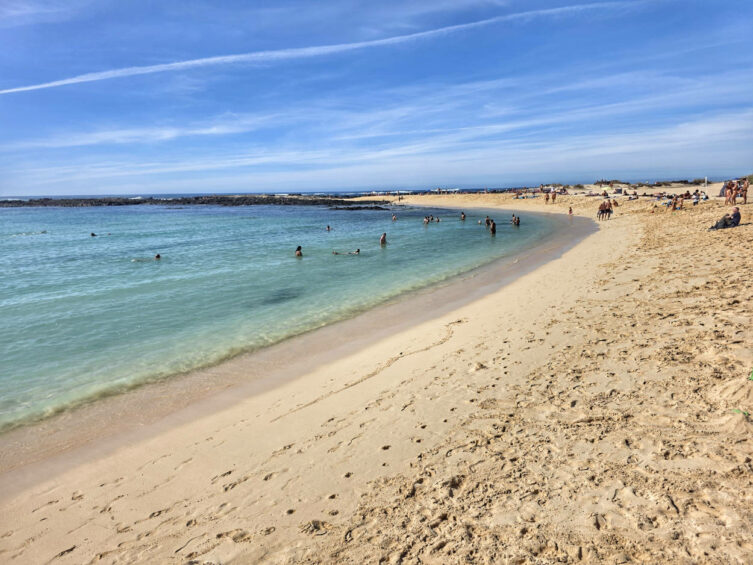 ターコイズブルーの海と砂浜が美しいフエルテベントゥラ島のプラヤ・デ・ラ・コンチャ